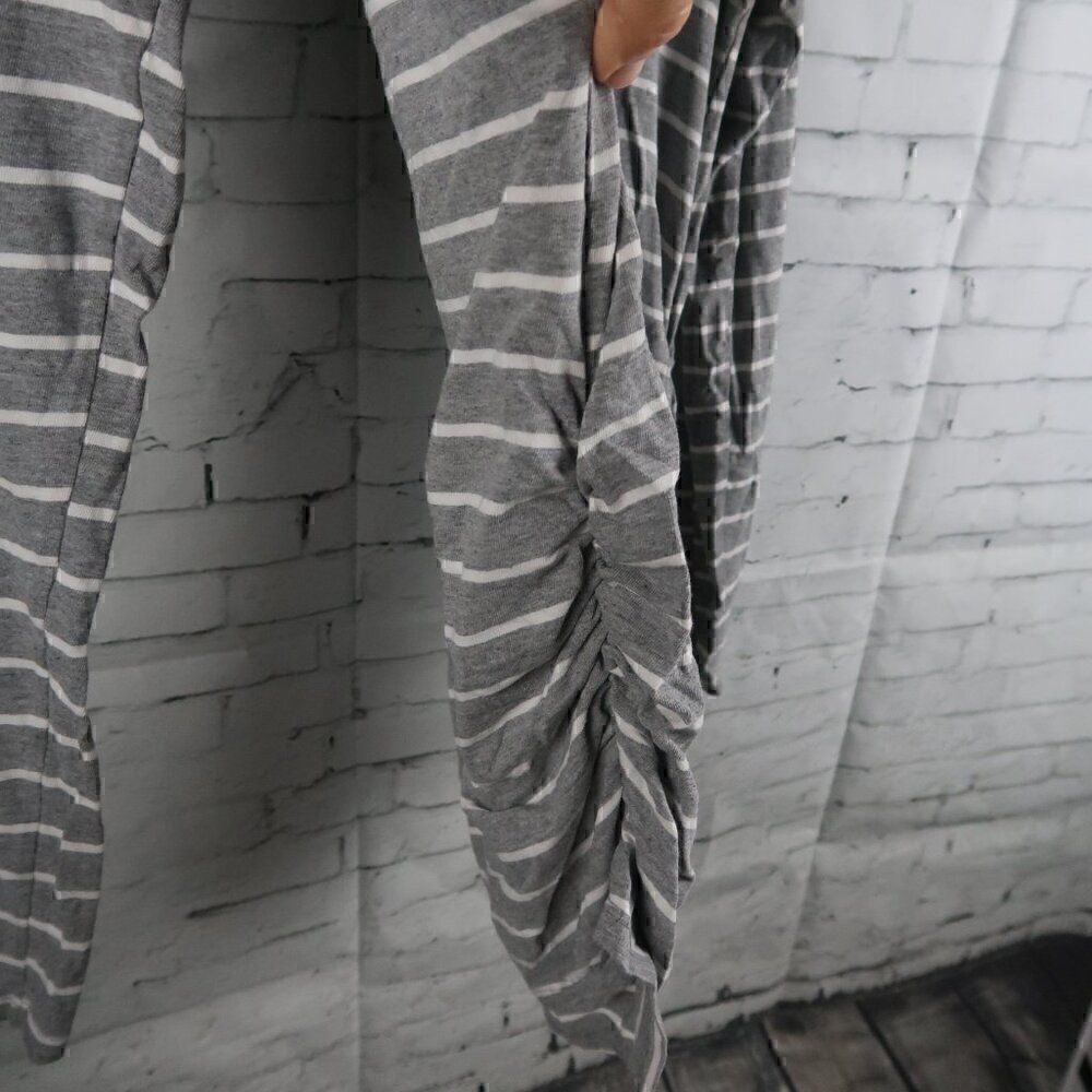BUMPSTART GREY & WHITE STRIPE LONG SLEEVE ROUND SCOOP NECK MATERNITY TOP SIZE M - Picture 6 of 7